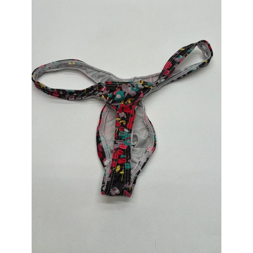 Mens Floral Print Low Rise Contour Pouch Thong T-Back Underwear Multi-Color